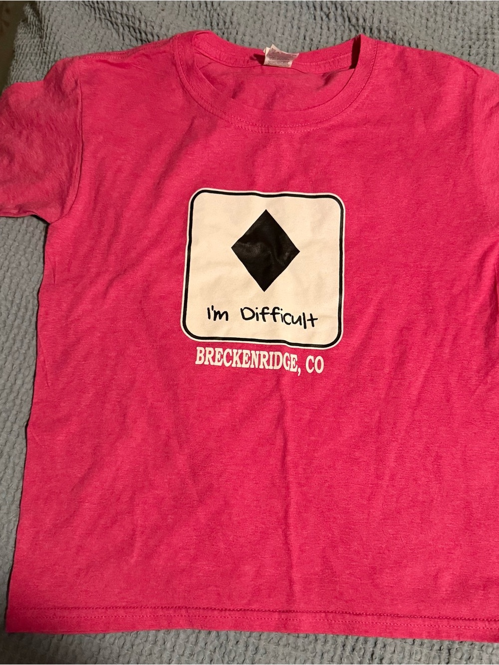 Kids’Novelty Pink Ski T-Shirt "I'm Difficult"